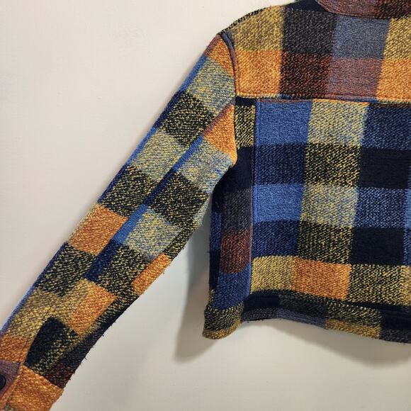House of Harlow 1960 wool blend plaid cropped button front shacket woman's sz XS - Picture 7 of 8